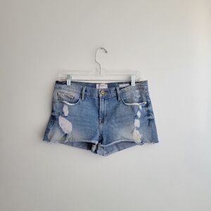 FRAME DENIM Le Cutoff Distressed Raw Hem Mini Shorts